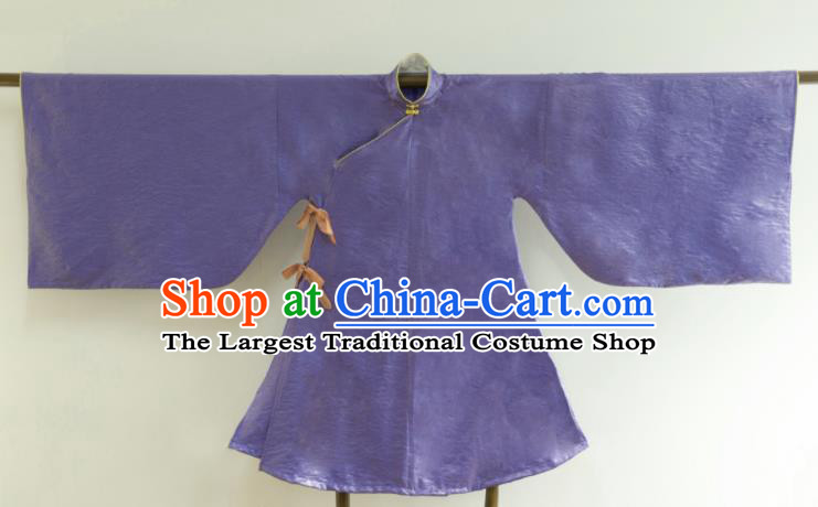 Chinese Ancient Princess Historical Costume Ming Dynasty Purple Silk Blouse for Women