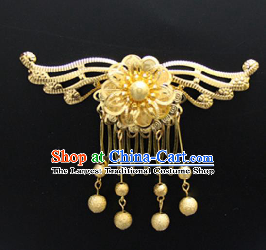 Chinese Traditional Hair Accessories Wedding Golden Butterfly Hair Comb for Women