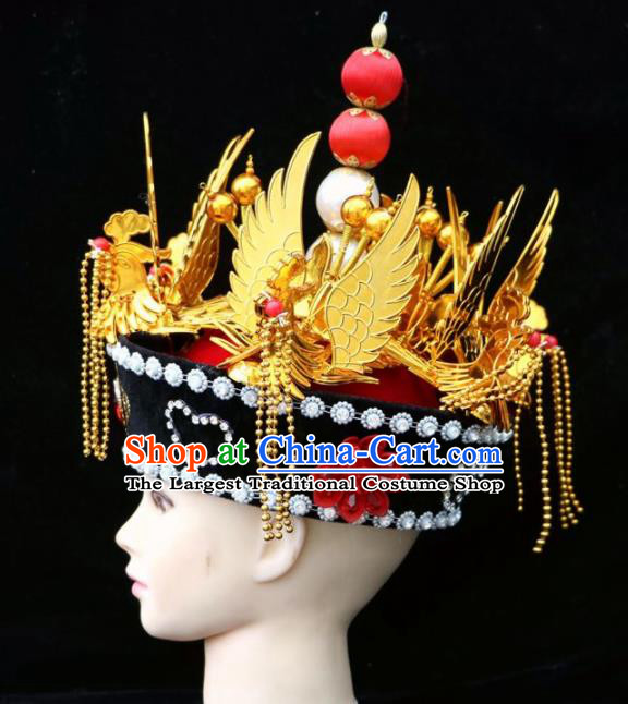 Chinese Traditional Beijing Opera Hair Accessories Ancient Qing Dynasty Imperial Consort Hat Phoenix Coronet