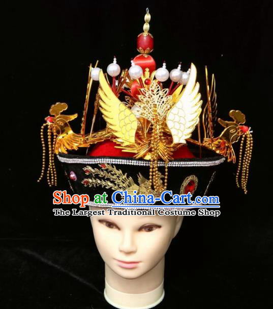 Chinese Traditional Beijing Opera Hair Accessories Ancient Qing Dynasty Imperial Consort Phoenix Hat
