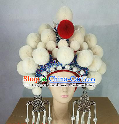 Chinese Traditional Beijing Opera Queen Hair Accessories Ancient Bride White Venonat Phoenix Coronet