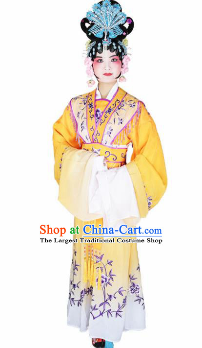 Traditional Chinese Beijing Opera Princess Costume Peking Opera Diva Yellow Dress