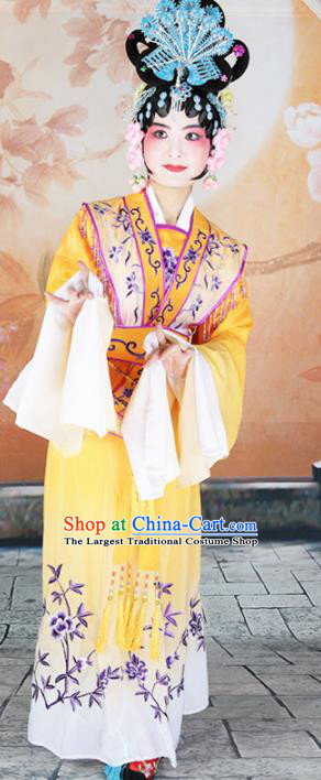 Traditional Chinese Beijing Opera Princess Costume Peking Opera Diva Yellow Dress