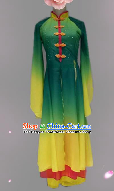 Traditional Chinese Classical Dance Costume China Umbrella Dance Green Dress for Women
