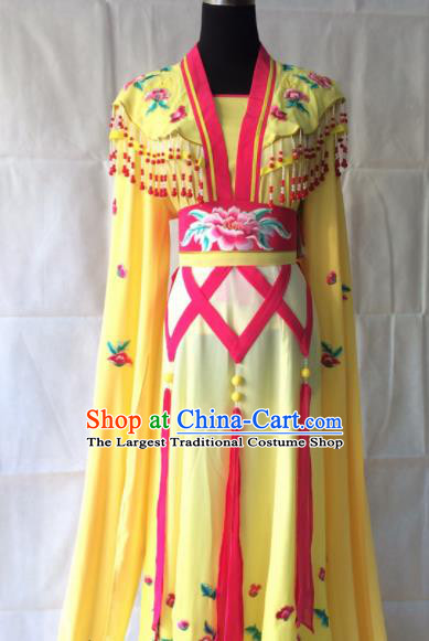 Traditional Chinese Beijing Opera Peri Costume Ancient Princess Yellow Hanfu Dress for Women