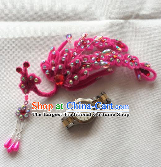 Asian Chinese Beijing Opera Hair Accessories Rosy Phoenix Hair Clip Ancient Princess Hairpins for Women