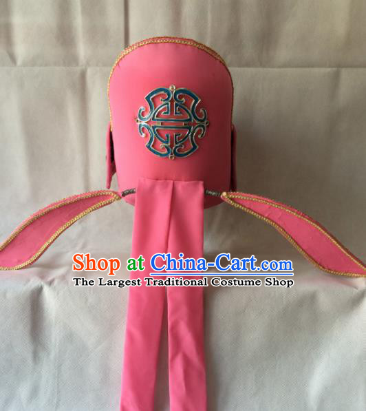 Asian Chinese Beijing Opera Niche Headwear Ancient Gifted Scholar Pink Hat for Men