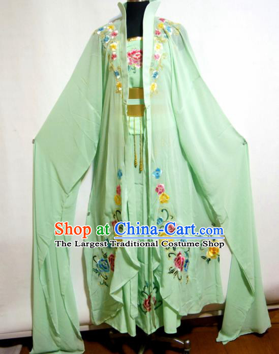Traditional Chinese Beijing Opera Actress Costume Ancient Peri Princess Green Dress for Women