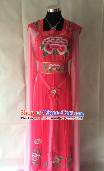 Traditional Chinese Beijing Opera Young Lady Costume Ancient Peri Court Miad Rosy Dress for Women