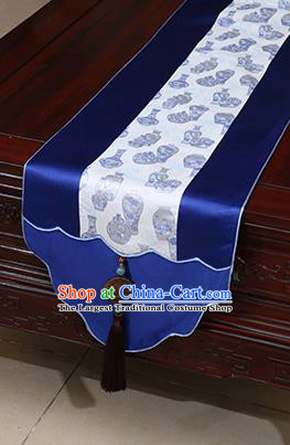 Chinese Traditional Vase Pattern Royalblue Brocade Table Flag Classical Satin Household Ornament Table Cover