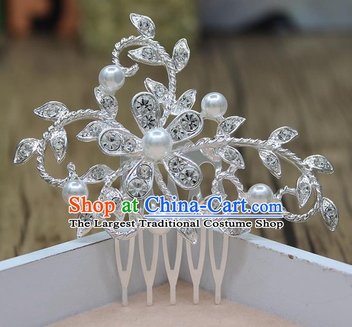 Top Grade Handmade Princess Hair Accessories Classical Crystal Leaf Flower Hair Comb for Women