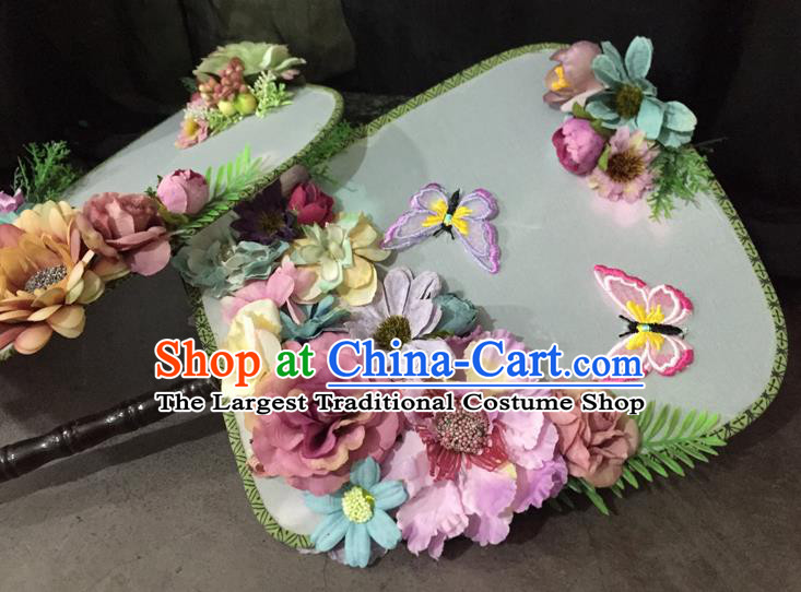 Chinese Ancient Wedding Accessories Traditional Peony Flowers Palace Fans for Women