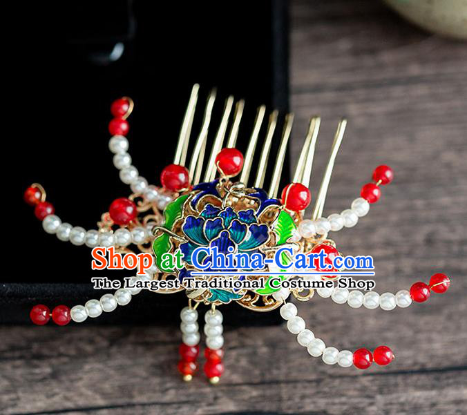 Chinese Ancient Hanfu Hair Accessories Traditional Wedding Pearls Crab Hair Comb Hairpins for Women