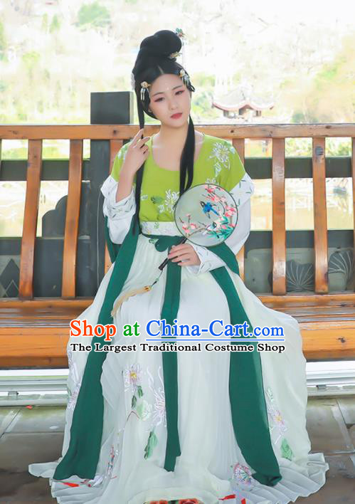 Traditional Chinese Tang Dynasty Princess Replica Costumes Ancient Peri Embroidered Hanfu Dress for Women