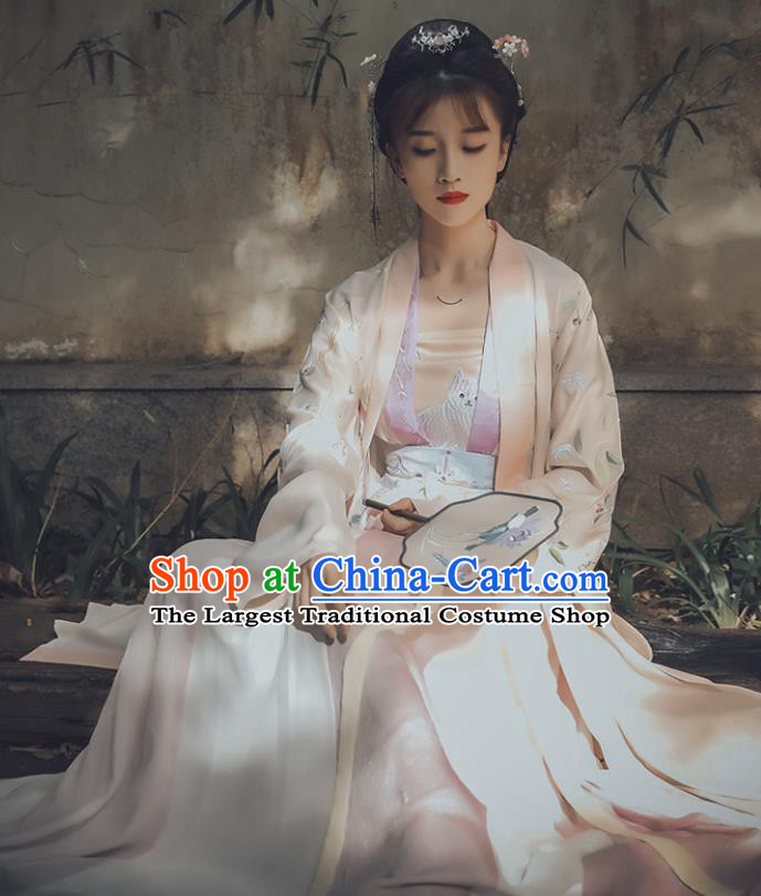 Traditional Chinese Song Dynasty Replica Costumes Ancient Princess Embroidered Hanfu Dress for Women