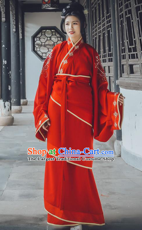 Chinese Ancient Imperial Concubine Embroidered Dress Traditional Han Dynasty Court Queen 