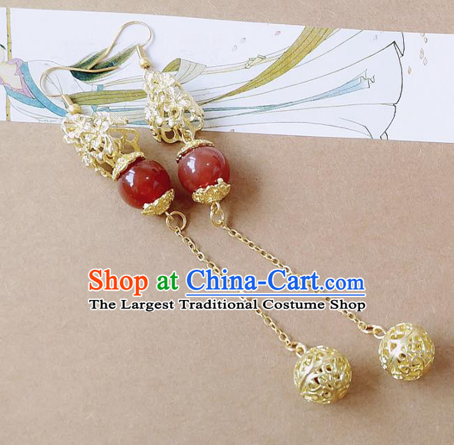 Chinese Ancient Hanfu Jewelry Accessories Traditional Palace Agate Earrings for Women