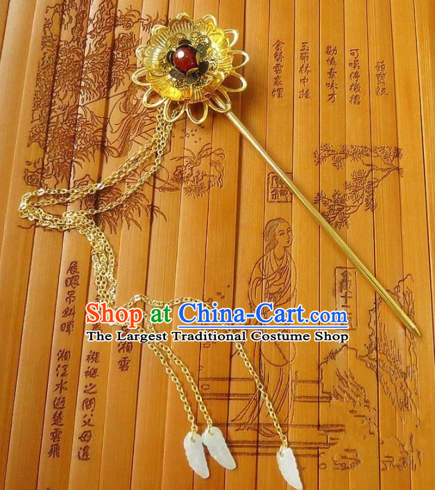 Chinese Ancient Queen Hair Accessories Traditional Hanfu Palace Golden Tassel Hairpins for Women