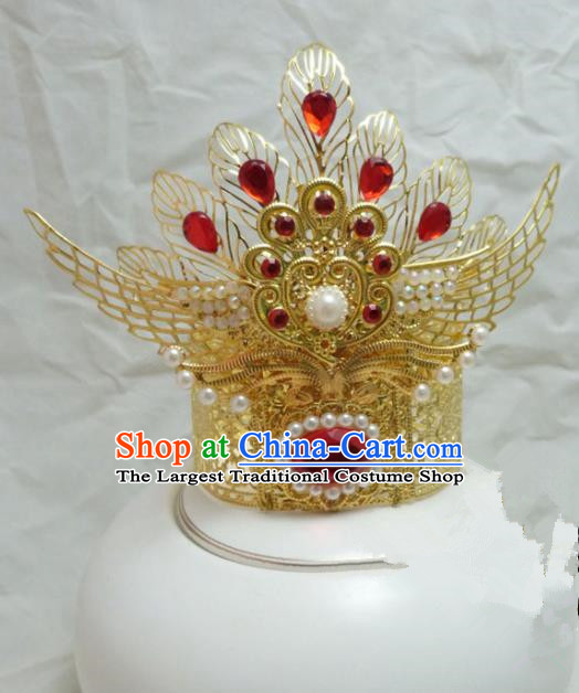 Chinese Ancient Swordsman Hair Accessories Traditional Prince Golden Hair Crown for Men