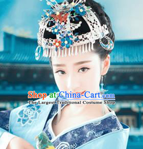 Chinese Ancient Queen Blueing Phoenix Coronet Hair Accessories Traditional Palace Hairpins for Women