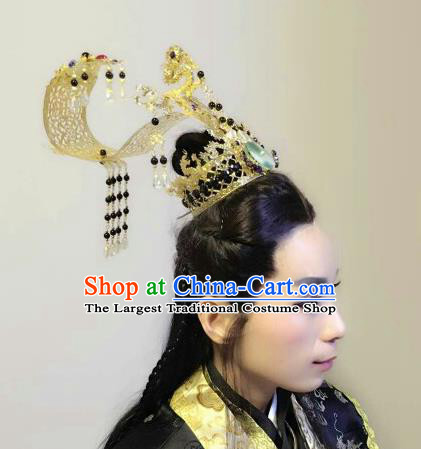Chinese Ancient Royal Highness Hair Accessories Traditional King Tassel Hat for Men