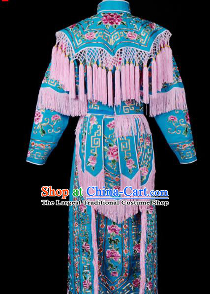 Professional Chinese Traditional Beijing Opera Magic Warriors Costume Peking Opera Blues Clothing for Adults