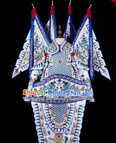 Professional Chinese Beijing Opera Costume Traditional Peking Opera General White Clothing for Adults