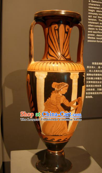 Traditional Greek Craft Ancient Greece Handmade Water Bottle Ornament Vase