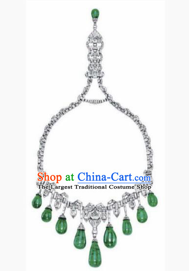 Traditional Egyptian Queen Jewelry Accessories Ancient Egypt Palace Green Gem Necklace for Women