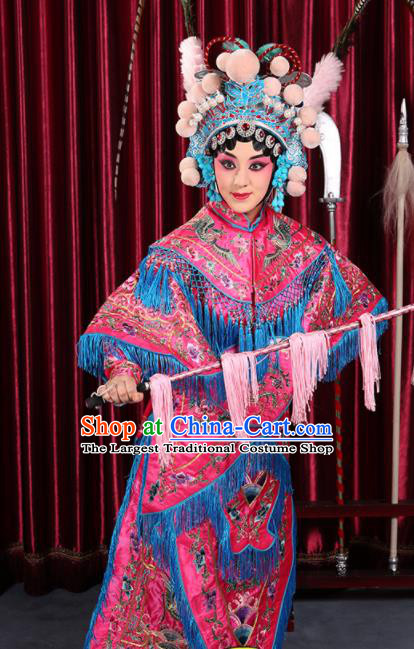 Professional Chinese Traditional Beijing Opera Magic Warriors Rosy Costume for Adults