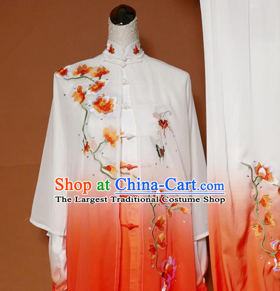 Top Group Kung Fu Costume Tai Ji Training Embroidered Magnolia Uniform Clothing for Women