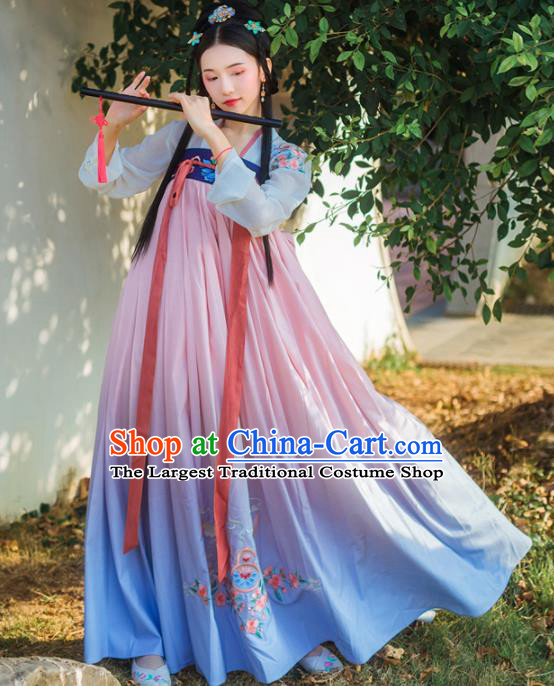 Chinese Ancient Embroidered Hanfu Dress Tang Dynasty Princess Traditional Historical Costume for Women