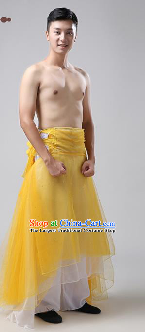 Chinese Traditional National Stage Performance Costume Classical Dance Yellow Clothing for Men