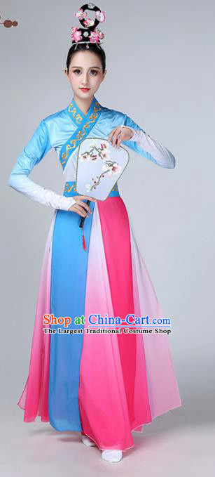 Chinese Traditional Stage Performance Costume Classical Dance Blue Dress for Women