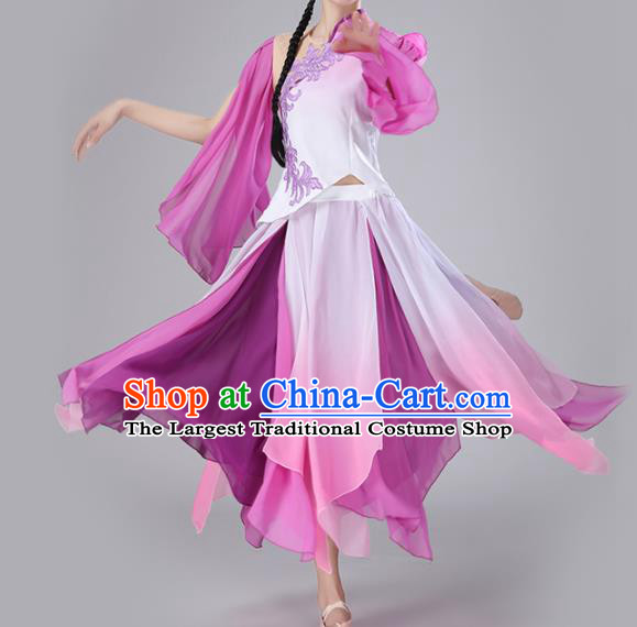 Chinese Traditional Classical Dance Purple Dress Stage Performance Umbrella Dance Costume for Women