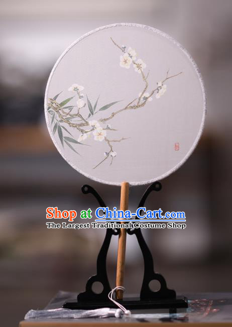 Chinese Traditional Handmade Round Fans Classical Painting Plum Blossom Palace Fan for Women