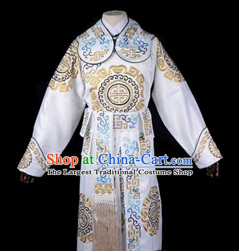 Professional Chinese Beijing Opera Takefu Costume Ancient Swordsmen White Clothing for Adults