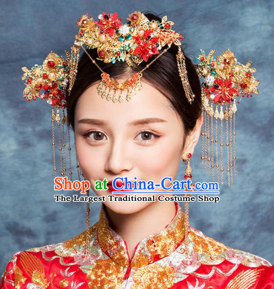 Chinese Ancient Handmade Bride Hair Comb Hairpins Traditional Classical Wedding Hair Accessories for Women