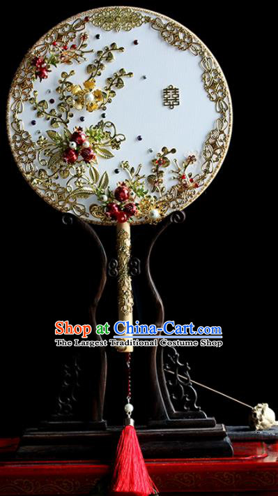 Chinese Handmade Classical Palace Fans Wedding Bride Accessories Round Fan for Women