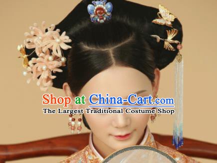 Top Grade Chinese Ancient Palace Queen Velvet Hairpins Traditional Hair Accessories Headdress for Women