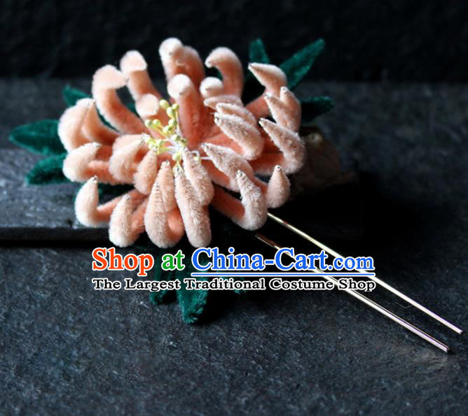 Chinese Ancient Palace Orange Chrysanthemum Hairpins Traditional Wedding Hair Accessories for Women