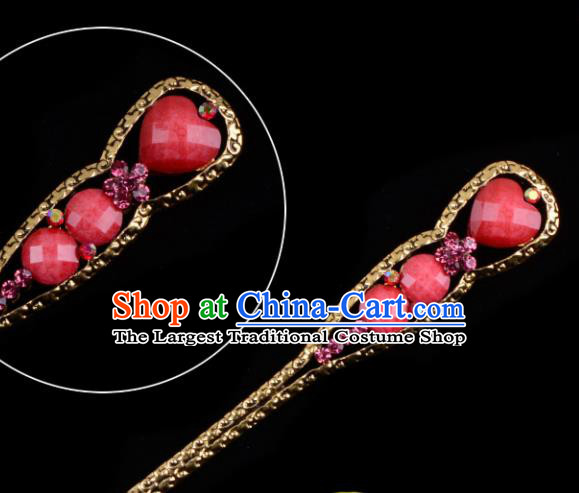 Chinese Beijing Opera Diva Hair Accessories Ancient Peri Rosy Hairpins for Women