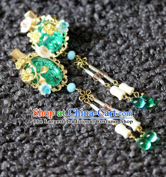 Handmade Chinese Ancient Green Grass Hair Claws Traditional Hair Accessories Headdress for Women