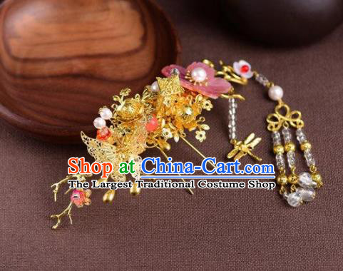 Handmade Chinese Ancient Princess Flower Hair Comb Hairpins Traditional Hair Accessories Headdress for Women