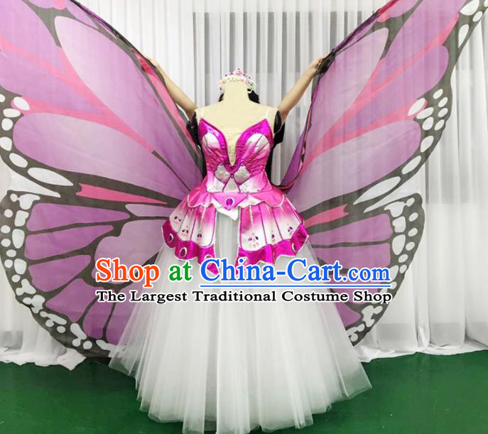 Chinese Traditional Pink Butterfly Dance Dress Modern Dance Stage Performance Costume for Women