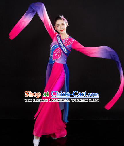 Chinese Traditional Folk Dance Rosy Clothing Yangko Group Dance Stage Performance Costume for Women