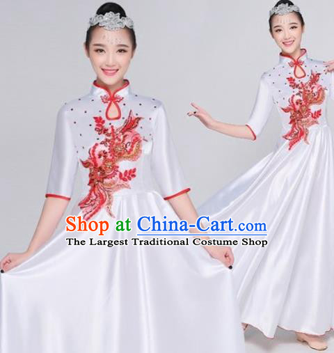 Chinese Traditional Chorus White Dress Opening Dance Modern Dance Stage Performance Costume for Women