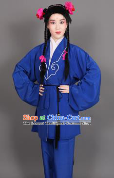 Chinese Traditional Peking Opera Clown Royal Blue Clothing Classical Beijing Opera Attendants Costume for Men