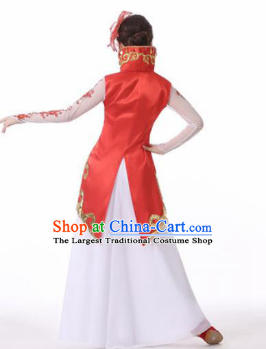 Traditional Chinese Mongol Nationality Folk Dance Red Dress Mongolian National Ethnic Costume for Women