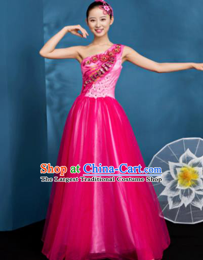 Chinese Traditional Opening Dance Chorus Dress Modern Dance Stage Performance Rosy Costume for Women